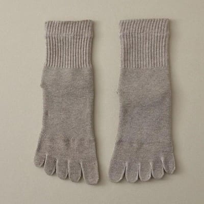 1 paar Winter Dikke Teen Badstof Sokken Vrouwen Effen Katoen Zweetabsorberend Zacht Elastisch Ademend Warm Houden Vloer 5 Vinger Sokken kaki