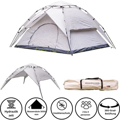 Toolbrothers Outdoor Kampeertent voor 2-4 personen Koepeltent Hydraulische tent Pop-up tent Waterdicht, 2000-3000 mm waterkolom