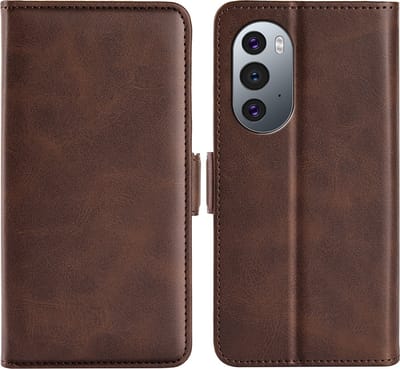 MobyDefend Hoesje - Geschikt voor Motorola Edge 30 Pro - Luxe Wallet Book Case (Sluiting Zijkant) - Bruin