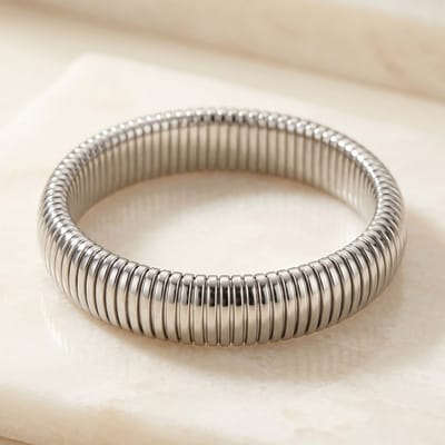 Lundholm Avril Armband Dames Zilverkleurig Stretch Armband – Premium Stainless Steel Bangle zilver – Statement Armband 12 mm – One Size Verstelbaar Elastisch – Vrouwen Cadeautjes – Scandinavisch Design