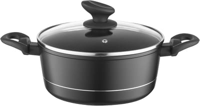Aluminium Kookpan 22 cm met Glazen Deksel en Antiaanbaklaag voor Alle Fornuizen