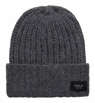 REPLAY muts sjaal Beanie + Scarf Set Charcoal Gray Melange donkergrijs