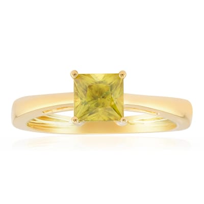 Cavill - Zilveren ring met gouden plating - 0,783 ct Sfeen uit Madagaskar - Princess geslepen groene edelsteen - Luxe en modieus dames sieraad