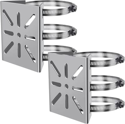 2 stuks Verticale Montagebeugel voor Beveiligingscamera - RVS Kantelbare Bevestiging met 3 Klemmen