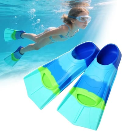 Zwemvinnen voor kinderen van 100% siliconen, ideale korte vinnen voor zwemtraining en snorkelen, perfect voor vrije watertraining en duiken