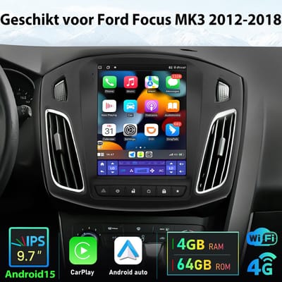 Junsun Android 15 Autoradio Geschikt voor Ford Focus MK3 2012-2018 - 9.7 Inch Touch Screen - Draadloze Andriod Auto - Carplay - Bluetooth - GPS-navigatie - WiFi/4G - RDS - DSP - PDC - 4GB+64GB