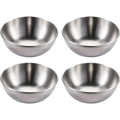 2/4/6 stuks Roestvrij Staal Kleine Sausschaaltjes Kruiden Serveerschaal Specerijenbordjes Set Sojasausschaaltje Specialiteit Tafelgerei 8X8X3CM gray