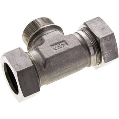 42L & G1-1/2'' RVS T-stuk Snijringkoppeling Buitendraad 160bar ISO 8434-1