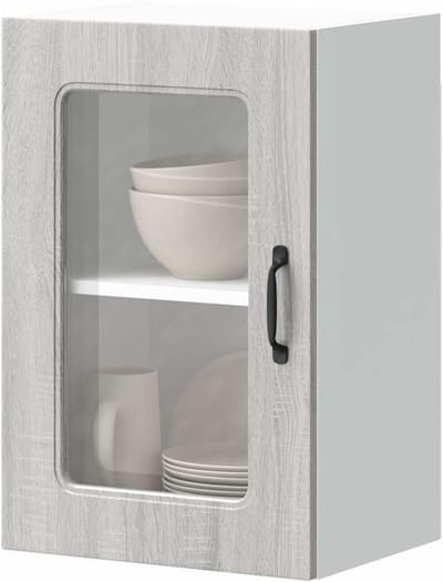 Hangende Keukenkast - Wandkast Keuken - Keuken Organiseren - Met Glazen Deur - 40 x 60 cm - Grijs Sonoma