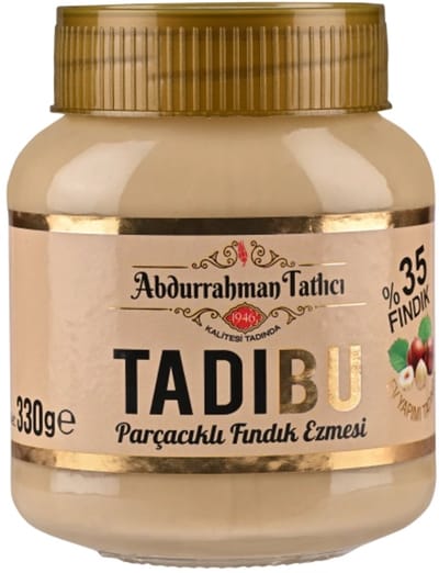 Abdurrahman Tatlıcı Tadıbu Hazelnootpasta - glutenvrij met 35% hazelnoot - 330 gr