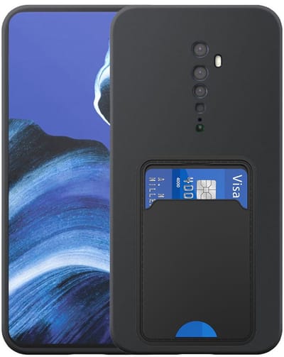 Geschikt voor Oppo Reno 2 Telefoonhoesje met TPU Pasjeshouder - Flexible Back Cover Case Siliconen TPU with Cardslot - Zwart - Smartphonica geschikt voor Oppo Reno2