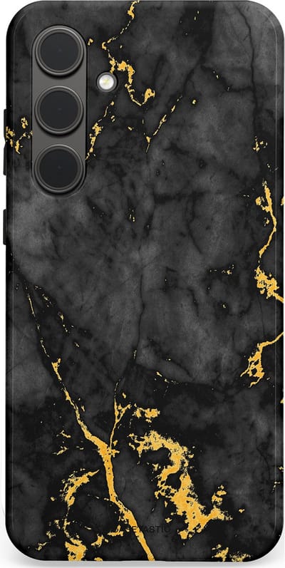 Casetastic hoesje geschikt voor Samsung Galaxy S24 Plus - Dubbellaagse bescherming - Zwarte Marmer Goud - Fashion Case - Zwart Goud
