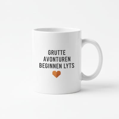 Grutte Aventuren Begjinne Lyts Keramische Mok 330 ml – Inspirerende Quote Koffie- en Theemok