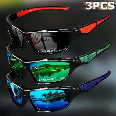 3 STUKS Mode Sport Zonnebrillen Gepolariseerde UV-beschermingsbrillen Heren- en Damesbrillen voor Buiten Vissen Fietsen black