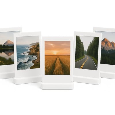 Polaroid Fotohouder Wit – Set van 5 Universele Instax Mini / Square / Wide & Polaroid Foto’s – Fotostandaard – Wit
