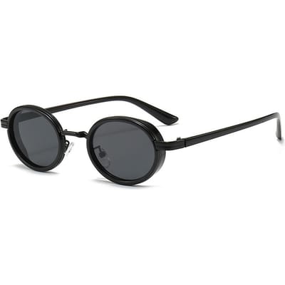 Trendy Ovale Metalen Frame Zonnebril UV400 Bescherming Hip-Hop Punk Bril voor Vrouwen Mannen Klein Frame