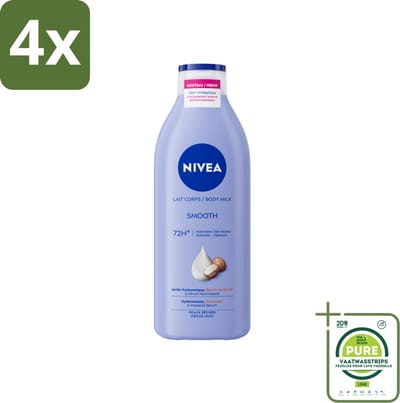 Nivea - Smooth Body Milk - Sheaboter - 72 uur Hydratatie - Voor Droge Huid - 400 ml - Voordeelverpakking - 4 stuks - NIVEA bodylotion - Bodymelk droge huid