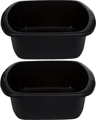 Whitefurze Afwasteil/afwasbak - 2x - 9 liter - zwart - 38 x 32 x 13 cm