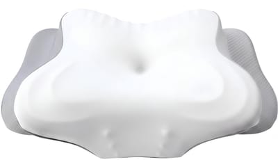 QIN® Hoofdkussen Nekklachten - Hoofdkussen - Ergonomisch Hoofdkussen - Wit/Grijs - 62cm x 37cm x 14cm