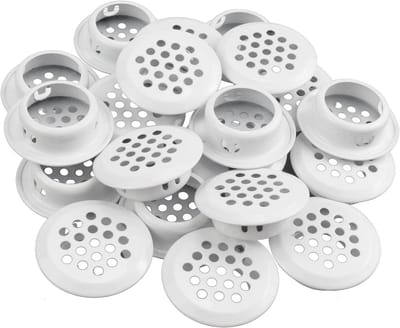 Ventilatieroosters - Ronde roosters - Ventilatie in kasten - Honingraat ontwerp - 25 mm binnendiameter - Wit