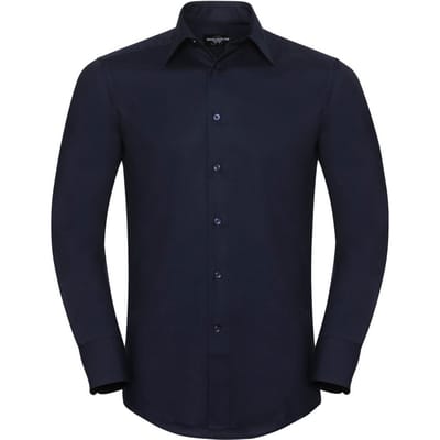 Russell Collectie Heren Lange Mouw Easy Care op maat gemaakt Oxford Shirt (Heldere marine)