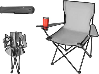 "Compacte Comfort Strandstoel met Opberghoes en gratis E-BOOK - Grijs - Visstoel - Strandstoel opvouwbaar - Strandstoel inklapbaar - Strandstoel verstelbaar - Strandmat - Visstoeltje opbouwbaar "