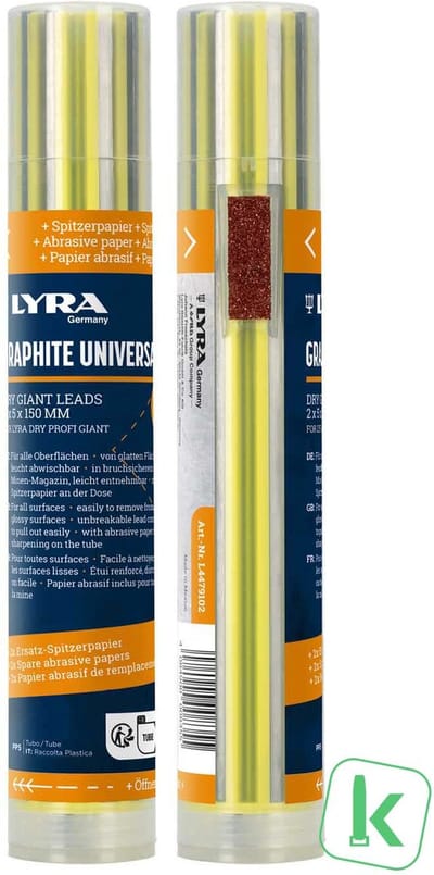 Lyra Navulling Graphite Universal Dry Giant Leads 2x5x150 mm, 12 stuks