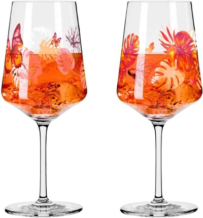 Ritzenhoff Cocktailglazen - Tropisch Vlinder Design - 2 Stuks - Kristalglas - 544 ml - Grote Cocktailglazen voor Aperol Spritz, Gin-Tonic en Meer - Geschikt voor de Vaatwasser