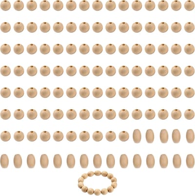 Kralen Set 120 Stuks – Natuurlijke Onbehandelde Houten Parels met Grote Gaten – Macramé Kralen voor Sieraden, DIY en Knutselprojecten