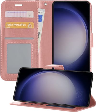 Hoesje - Geschikt voor Samsung Galaxy S23 - Luxe Bookcase - Walletcase Hoes - Portemonnee - Cover - Telefoonhoes - Rosé goud