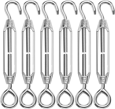 6 Stuks M5 Spanners van Roestvrij Staal, Verstelbare Kabelspanner voor Touw en Zeil, Duurzame Tensioner voor Tuin en Draadomheining