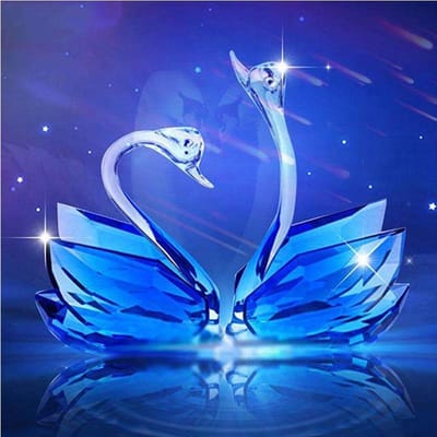 Diamant schilderij landschap zwaan diamant borduurwerk kristal schilderachtige patroon foto van strass steentjes 30x30CM blue