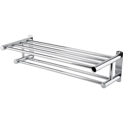Porte-serviettes de salle de bain chromé double couche mural étagère de rangement gray