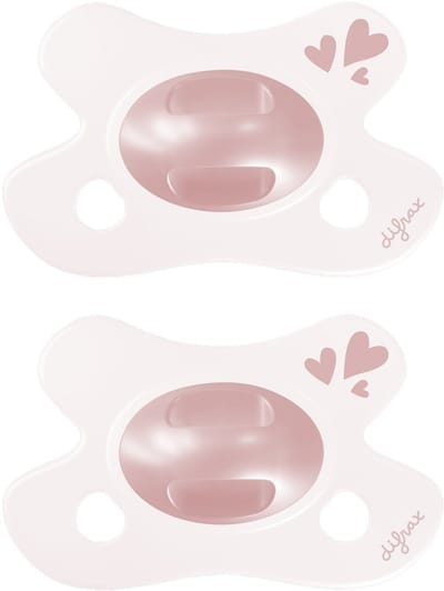 Difrax Fopspeen Natural - Newborn - Hartje - Lichtroze - 2 Stuks