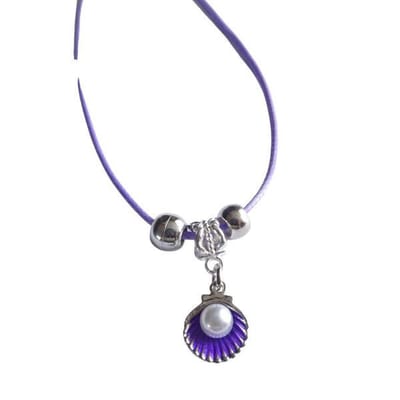 2 Love It Parelschelp LP - Ketting - Lengte: 45 cm - Leer - Paars
