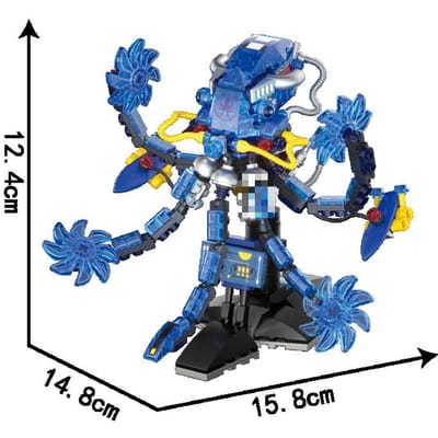 Glow in The Dark Diepzee Dier Bouwstenen Octopus Lantaarnvis Zeepaardje Schildpad Oceaan Wezen Speelgoed Kinderen blue