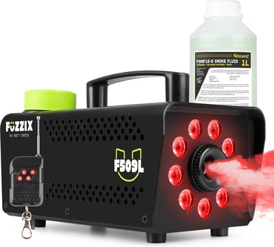 Party Rookmachine met lichteffecten én 1L rookvloeistof - Fuzzix F509L - Inclusief afstandsbediening - 500W