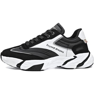 Chaussures pour hommes Été Nouvelle Mode Baskets en maille pour hommes Chaussures de sport décontractées pour la course Chaussures blanches épaisses Tenis Masculino 39 noir