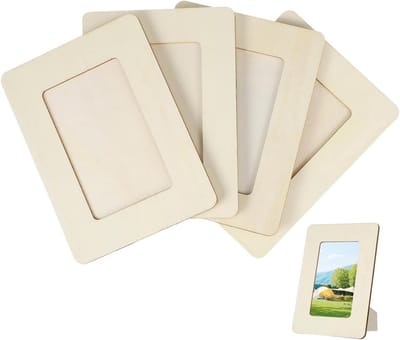 4 stuks Onbewerkte Houten Fotolijsten voor DIY Ambachten, Schilderprojecten en Creatieve Decoratie met Gladde Randen