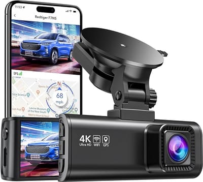REDTIGER F7NS dashcam - Front 4k Resolution - 170 Degree Viewing Angle - Wi-Fi - GPS - Parking Mode - Night Vision - G-Sensor - 3.16-inch LCD Screen - Car Dashcam