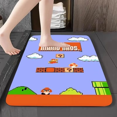 Disney Cartoon M-Mario-Bros Vloermat Grafisch Bedrukte Flanellen Deurmatten Voor Badkamer Keuken Entree Tapijt Huisdecoratie 30X50CM