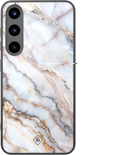 Casimoda® hoesje - Geschikt voor Samsung Galaxy S25 - Marble Dream - Luxe Hard Case Zwart - Backcover telefoonhoesje - Multi