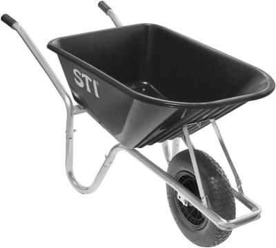 Kruiwagen Zwart 110L - Sterke Staalconstructie & Polypropyleen Kuip - 160kg Draagvermogen voor Tuin & Bouw