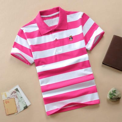 Jongens T-shirt met korte mouwen Poloshirt Puur katoen 1-12 jaar Shirt Medium en Large Kinderen Gestreept revers Katoenen T-shirt Zomer 105cm white