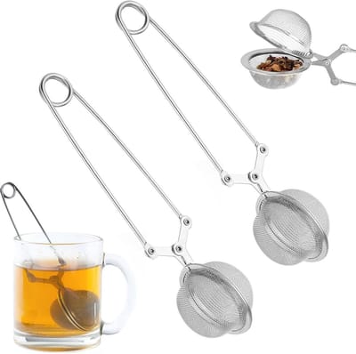 Thee Infuser van RVS, Theefilter in Balvorm voor Losse Thee, Met Druksysteem en Theebollen (4.5x16cm) - Ideaal voor Theeliefhebbers en Kruidige Thee.