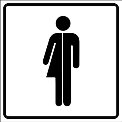 Genderneutraal toilet sticker, wit 100 x 100 mm