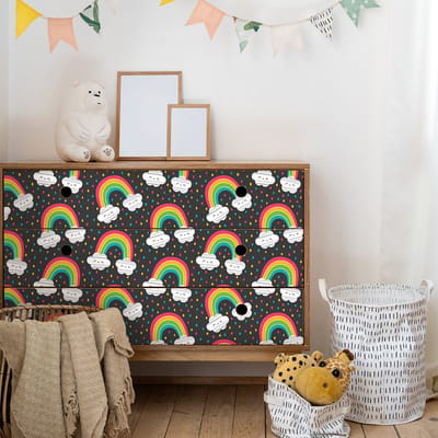 Kindermeubelsticker met schattige konijntjes en regenbogen, 40 x 60 cm