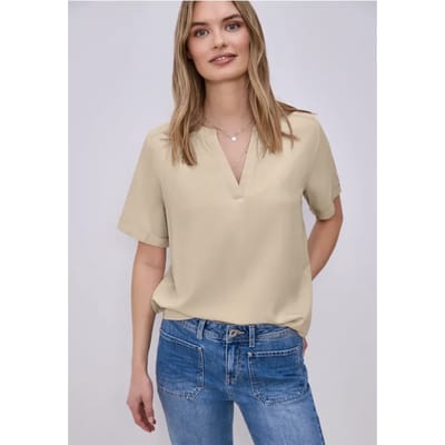 Blouse met korte mouwen en omslag