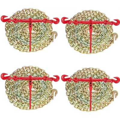 VEVOR ketting- en bindset 3/8in-1/2in, ratellastbinder 9215 lbs werksterkte, ratelbinders en kettingen, 3/8in x 10ft kettingen met G70 haak, voor vrachtwagens, vastsjorren, slepen, slepen