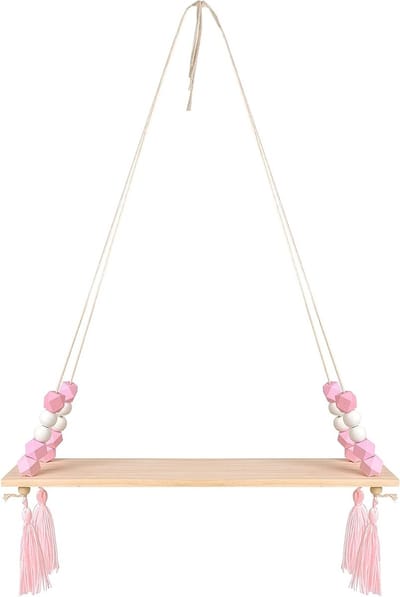 Houten Zwevende Planken voor aan de Wand, Decoratieve Planken voor Planten, Multifunctionele Wanddecoratie voor Slaapkamer en Woonkamer, Roze, 0.8x40.5 cm